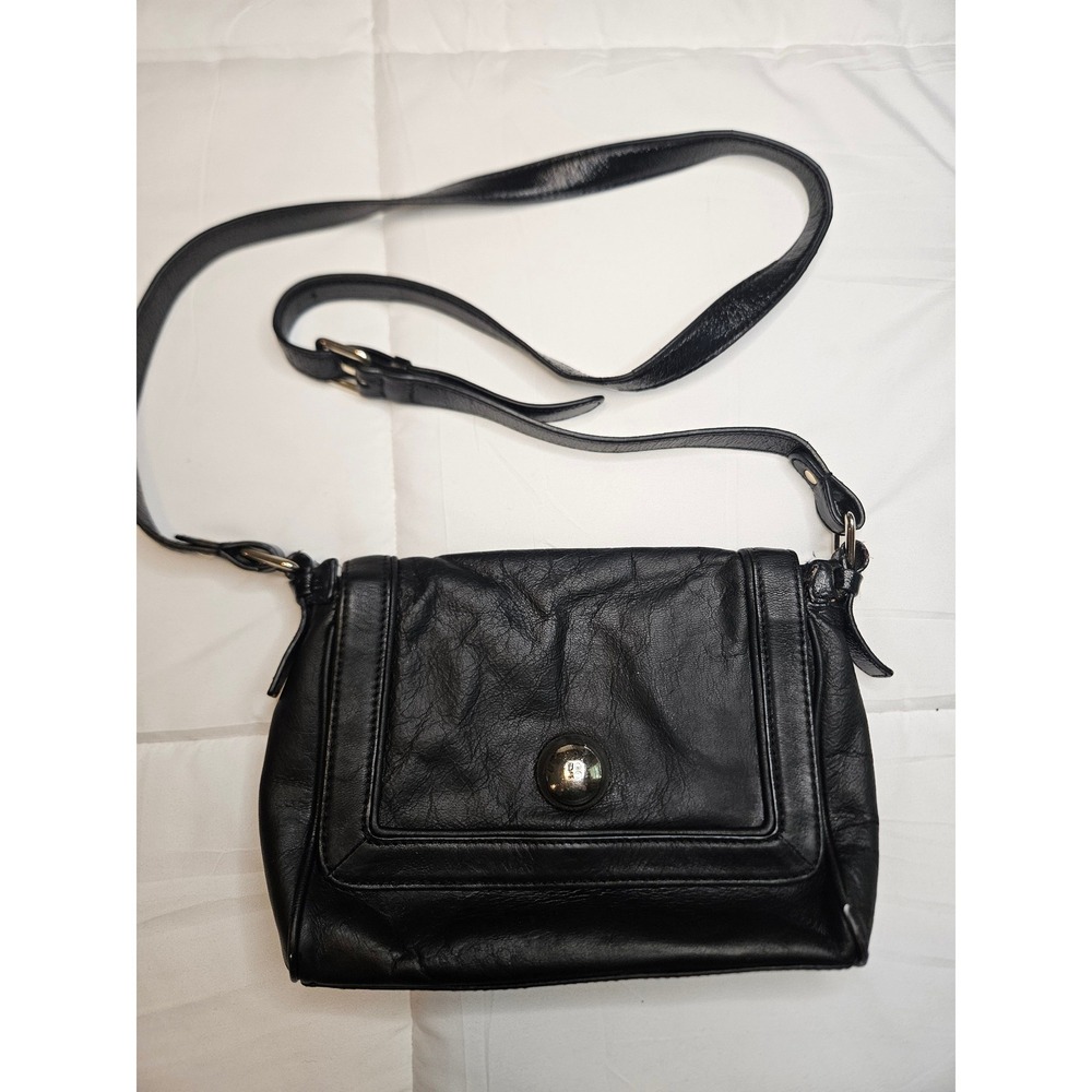 Kate Spade New York Black Pebbled Leather Flap Crossbody Bag Silver Hardware